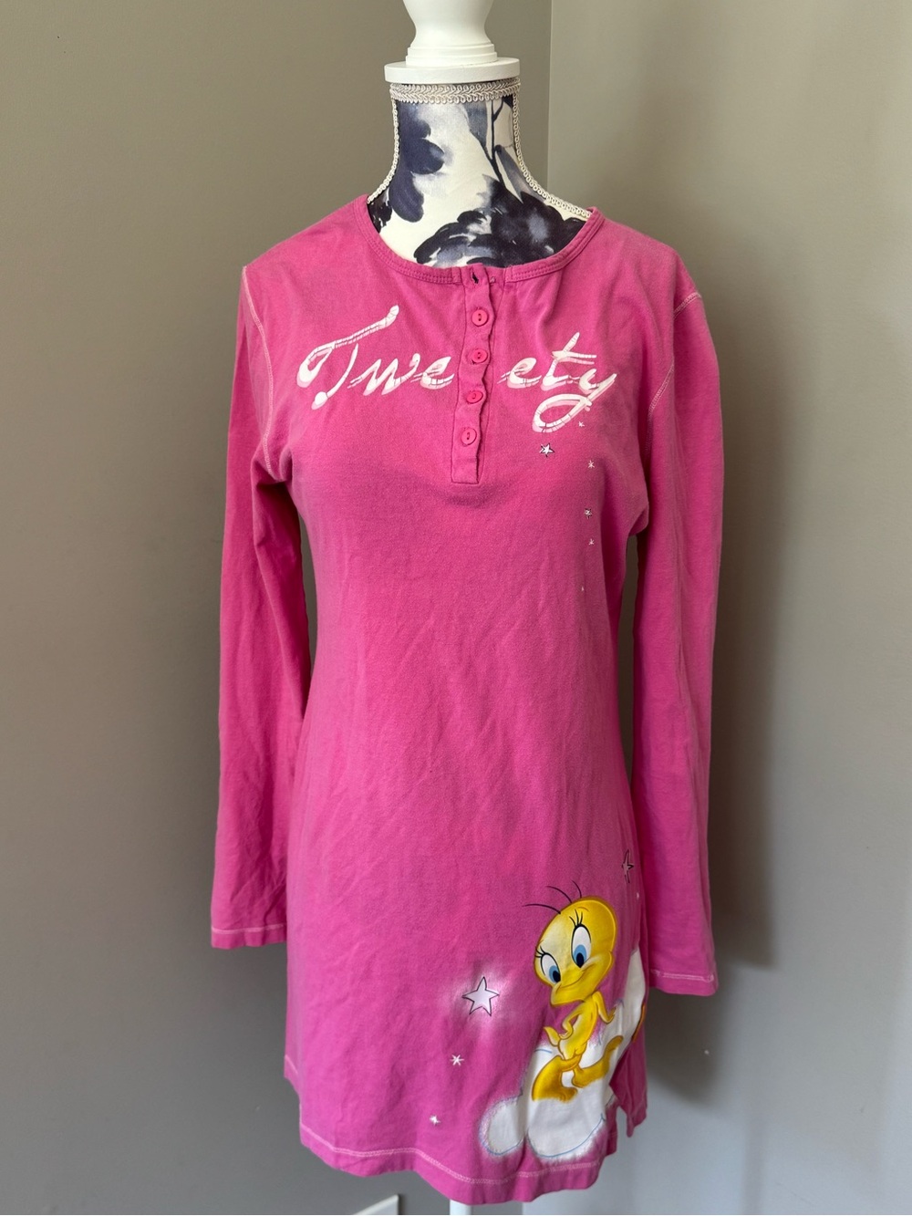 Y2K Pink Warner Bros. Looney Tunes Tweety Bird Long Sleeve nightgown